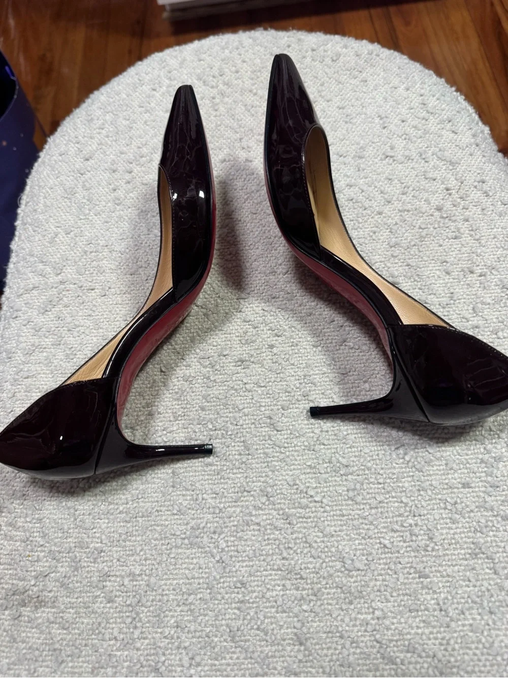 Christian Louboutin Iriza Patent Leather d’Orsay Pumps Oxblood Red Sole EU 36